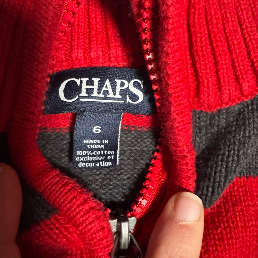 Boys Chaps Striped Quarter-Zip Sweater Size 6 #103 - Picture 3 of 5